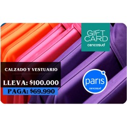 Gift Card Vestuario y Calzado Paris Lleva $100.000 y Paga $69.990