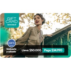 Cyber Gift Card Vestuario y Calzado Paris Lleva $50.000 y Paga $34.990