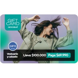 Cyber Gift Card Vestuario y Calzado Paris Lleva $100.000 y Paga $69.990